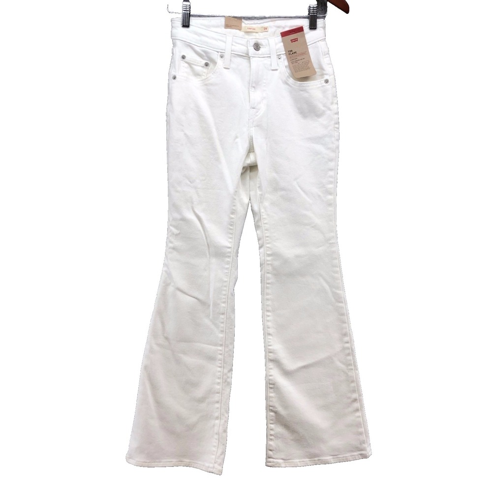 Levis 726 Flare Jeans Womens 24 00 White High Rise Slim Thigh Retro New Classic